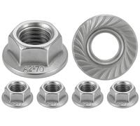 Nut made of stainless steel with serrated edge M16 | Nuts flange washer for screws diameter 16 mm | self-locking hex nut DIN 6923 / ISO 4161 | Stainless steel A2 (V2A / 304) locking nut: 2 pieces