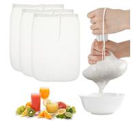 Nut Milk Bag 12"x12" 3 Pack Commercial Grade Reusable Nylon Food Strainer Ultra Strong Nylon Mesh Multi-use Food Grade Filter for Almond Milk Juice Tea Cold Brew Coffee