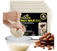 Nut Milk Bag - 4 Pack (12 x 12 Inches) 100% Unbleached Cotton Cheese Cloth Bag for Straining, Premium Quality Nut Milk Bag Reusable, Nut Bag Strainer for Almond, Soy, Oat Milk, Juices, Cheese Making