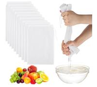 Nut Milk Bag Reusable, 10pcs Nylon Cheesecloth Bags for Straining, Multiple Usage Food Grade Strainer Filter Bags, Easy to Clean, Strainer Bag for Tea Juice Coffee Yogurt Beer Home Brewing