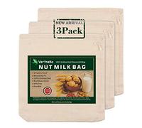 Nut Milk Bag Reusable, 3 Pack 12" x 12" All Natural Cheesecloth Bags, 100% Unbleached Cotton Cloth Bags Strainer for Straining Almond/Soy Milk Greek Yogurt Cold Brew Coffee Tea Beer Juice Cheese Cloth