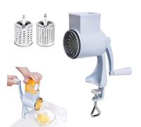 Nut Mill Manual, with 2 Removable Drum Blades, Almond Mill with Stainless Steel Crank for Corn, Spices, Cheese, Cucumbers, Carrots(White)
