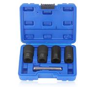 Nut Remover Socket Set Durable Chrome Molybdenum Steel Twist Socket Lug Bolt Extractor Kit for Auto Repair and Home Maintenance 5Pcs Black 17mm 19mm 21mm 22mm