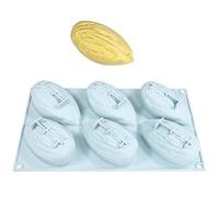 Nut Silicone Mold, 6 Cavity Almond & Coffee Bean Shape Baking Tray, Food Grade Non-Stick Bakeware for Mousse Cake Chocolate Jelly Pudding, Oven & Freezer Safe, Easy Release, 12"x7" (Style A)