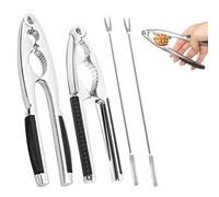 Nutcracker 4 Set Nut Crackers Multifunctional Nut Cracker Heavy Duty Nut Crackers with Fork and Non-Slip Handle Nutcrackers for Walnut Hazelnut Almonds Pecan Seafood
