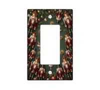 Nutcracker And Ballerina Holiday Christmas Single Rocker Light Switch Cover | Nutcracker Soldier Motif, Ballerina Dancer, Pine Branches And Cones, Festive Winter Scene, Seasonal Home Decor