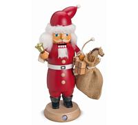 Nutcracker and Smoker Santa Claus with Bell and Gift Bag