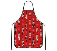 Nutcracker Apron for Cooking, Festive Red Holiday Kitchen Apron, Vintage Christmas Design Washable for Baking Bbq Gardening, Red, 24x31 Inch