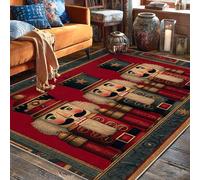 Nutcracker Area Rug, Christmas Festive Drum Star Christmas Red Low Pile Carpets Fade Resistant Home Aesthetic Rugs for Living Room Bedroom Under Table Dining Decor 5' X 7'
