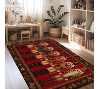Nutcracker Area Rug, Christmas Festive Drummer Soldier Christmas Red Low Pile Foam Aesthetic Rectangle Home Floor Carpet Rugs for Living Room Bedroom Under Bed Apartment Decor 4' X 6'