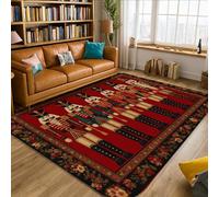 Nutcracker Area Rug, Christmas Festive Drummer Soldier Christmas Red Low Pile Foam Indoor Rectangle Carpet Non Shedding Rugs for Living Room Bedroom Dining Desk Office Decor 5' X 7'