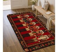 Nutcracker Area Rug, Christmas Festive Drummer Soldier Christmas Red Non-Slip Edge Binding Doormat Throw Rug Rectangle Bathroom Laundry Room Kitchen Entryway Decor 3' X 5'