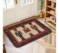 Nutcracker Area Rug, Christmas Festive Soldier Plaid Christmas Red Non-Slip Doormat Throw Rug Edge Binding Bathroom Entryway Kitchen Bedside Decor 2' X 3'