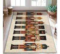 Nutcracker Area Rug, Christmas Vintage Royal Drum Christmas Red Low Pile Soft Doormat Throw Rug Stain Resistant Entryway Bathroom Kitchen Doorway Decor 3' X 5'