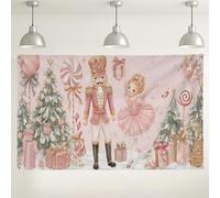 Nutcracker Ballet Christmas Backdrop, Peach Sweet Candy Party Decorations, Holiday Indoor/Outdoor Photo Background for Kids Birthday Celebration 71x43 Inch
