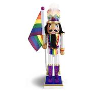 Nutcracker Ballet Gifts Pride Nutcracker Soldier in Rainbow Colors Waving Rainbow Flag- Show Your Pride During The Christmas Holiday and Year Round, Large 12 Inch