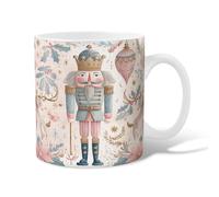 Nutcracker Ceramic Coffee Mug, Christmas Fanciful Holly Deer Xmas Peach Novelty Office Drinking Cup with Handle Gift for Friends Family Coworkers Teachers Couples Employees 15 Oz