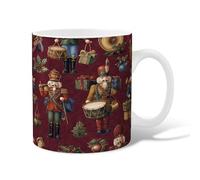 Nutcracker Ceramic Coffee Mug, Christmas Festive Drum Gift Xmas Red Novelty Tea Mug with Handle Gift for Friendship Family Colleague Teachers Sweetheart Staff 15 Oz