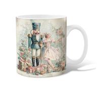 Nutcracker Ceramic Coffee Mug, Christmas Vintage Ballerina Gifts Xmas Pastel Blue Novelty Tea Cup with Handle Gift for Friends Family Coworkers Teachers Couples Employees 15 Oz