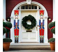 Nutcracker Christmas Door Decorations,Merry Christmas Utcracker Door Banner,Christmas Porch Sign Decoration,Xmas Holiday Soldier Nutcracker Door Decorations for Holiday Party Front Door Porch (RED A)