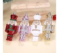 Nutcracker Christmas Ornament Hanging Decor With Red Gold White Pink Colors For Holiday Tree Decoration, ABS Material 13.5cm Height