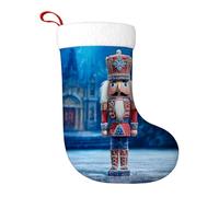 Nutcracker Christmas Stocking, Christmas Festive Royal Snowflakes Red Xmas Decorative Stockings for Home Fireplace Tree Banister Office Shop Holiday Decor 11x18 Inch