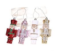 Nutcracker Christmas Tree Ornament Classic Hanging Decoration Holiday Figure ABS Plastic Rustic Style Red Gold White Pink 13.5cm Home Office Display 4pcs