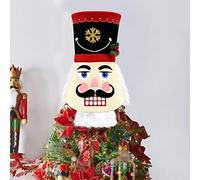 Nutcracker Christmas Tree Topper Xmas Nutcracker with Spring Red Hat Ornament Winter Holiday Santa Home Decoration Wreath Festive Gift Ideas Supplies
