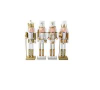 Nutcracker Christmas Wood Soldier 30Cm/11.8In King Drum Ornament Glitter Royal Jacket Figures Crown Table Top Xmas Golden