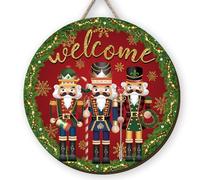 Nutcracker Christmas Wooden Wreaths for Front Nut Cracker Welcome Sign Vintage Elf Xmas Holiday Decor Nutcracker Christmas Decorations for Home Party