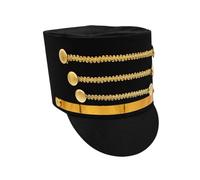 Nutcracker Cosplay Hat, Toy Soldier Drum Major Hat, Drummer Boy Costume Headgear with Gold Braid Trim for Stage Performance, Gathering, Cosplay, Party