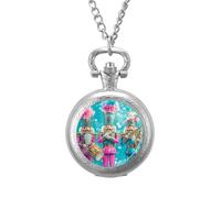 Nutcracker Cute Orchestra Men's Pocket & Fob Watches Silent Ticking Quartz Alloy Chain Watch for Daily Use Silver-Style