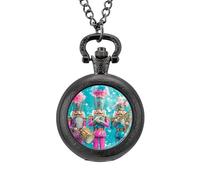 Nutcracker Cute Orchestra Men's Pocket & Fob Watches Silent Ticking Quartz Alloy Chain Watch for Daily Use Black-Style