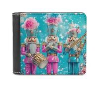 Nutcracker Cute Orchestra Slim Leather Men's Wallets with 6 Card Holders Minimalist Billfold Travel Purse