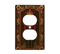 Nutcracker Duplex Outlet Covers Wall Plate, Christmas Vintage Flowers Royal Xmas Red Plastic Standard Size Face Plates for Electrical Outlets for Living Room Bedroom Home Office Decor