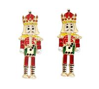 Nutcracker Earrings Christmas Stud Earrings for Women Cute Nutcracker Soldier Beaded Crystal Jewelry Holiday Dangle Earrings Christmas Stocking Gift, 2.2 ines, Crystal Metal Enamel, crystal