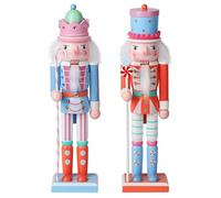 Nutcracker Figures, Christmas Decoration Figurine Collection, Holiday House Wood Occasion Ornament Decorative Gift Set (Macaron 2Pc)