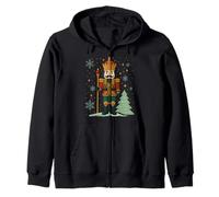 Nutcracker King in Red and Green Christmas Outfit Zip Hoodie