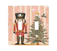 Nutcracker Light Switch Cover Plate/Outlet Covers, Festive Red and Green for Christmas, Winter Holiday Decorative for Home, Standard Size Double Toggle