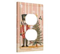 Nutcracker Light Switch Cover Plate/Outlet Covers, Festive Red and Green for Christmas, Winter Holiday Decorative for Home, Standard Size Single Duplex Outlet