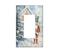 Nutcracker Light Switch Cover Plates/Outlet Covers, Festive Red and Blue Design for Christmas, Winter Holiday Home Decor, Standard Size Single Rocker