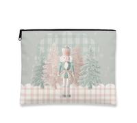 Nutcracker Makeup Bag, Vintage Green Cosmetic Travel Pouch for Women, Portable Canvas Zipper Organizer, Holiday Skincare Toiletry Bag, Green, 7x9 Inch, Nutcracker