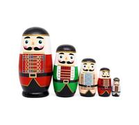 Nutcracker Nesting Dolls - 2.75x5.71 Inch Wooden Stacking Figurines for Holiday Spirit, 5 Piece Handmade with Artistic Design, Christmas Decoration for Table Center, Kid Room, Fireplace, Display Rack