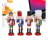 Nutcracker Ornaments for the Christmas Tree, Pack of 4 Wooden Figures, Nutcracker Figure, Christmas Decoration, for Balcony, Bedroom, Entrance, Bookcase, Living Room, Window