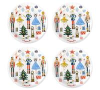 Nutcracker Paper Plates Merry Christmas Round Party Plates Winter Holiday Ballet Rocking Horse Fairy Ornaments Disposable Dinner Dessert Plates for Xmas Events Gatherings Party Supplies (48, 9 Inch)