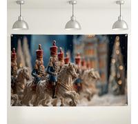 Nutcracker Parade Wall Backdrop, Vintage Christmas Decorations for Holiday Party, Festive Indoor/Outdoor Photography Background 71x43 Inch