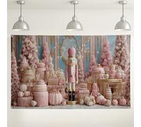 Nutcracker Peach Winter Wonderland Backdrop, Cute Vintage Christmas Decorations for Holiday Photography, Festive Indoor/Outdoor Party Background 71x43 Inch