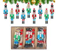 Nutcracker Pendants Ornaments, Wooden Nutcracker Soldiers for Christmas Tree Decorations, Nutcracker Tree Hanging Decorative, Polished Smooth 9Packs (Style A)