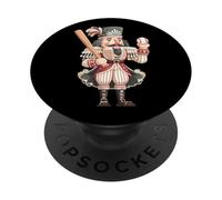 Nutcracker Playing Baseball Funny Xmas Sports Christmas PopSockets Adhesive PopGrip
