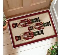 Nutcracker Runner Rug, Christmas Festive Soldier Drum Christmas Red Non-Slip Edge Binding Doormat Throw Rug Rectangle for Kitchen Bedside Entryway Hallway Decor 2x3 Ft